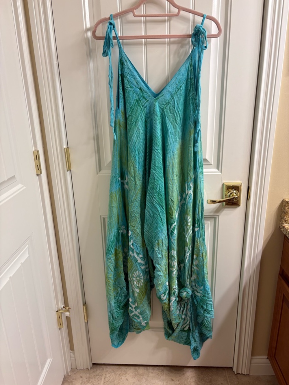 Sacred Threads Hippie Boho Oversize Jumper Jumpsuit OS One Size Teal Swim Casual